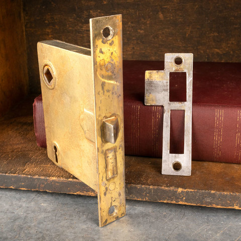 #40514 Antique Mortise Latch and Strike Plate image 2