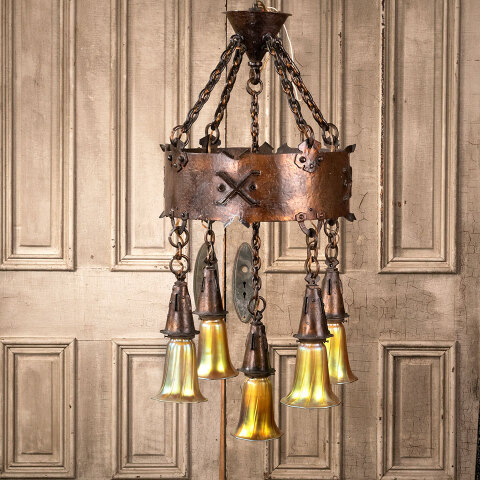 #40607 Arts & Crafts Copper Style Chandelier image 5
