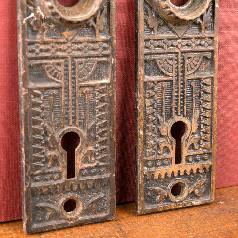 #40636 Antique Victorian Eastlake Door Backplates image 3