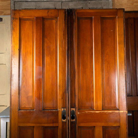 #40647 62x90 Antique Pine 4 Panel Pocket Doors image 2