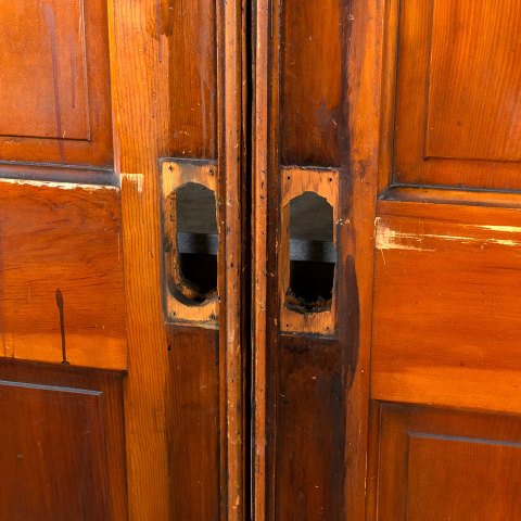 #40647 62x90 Antique Pine 4 Panel Pocket Doors image 4