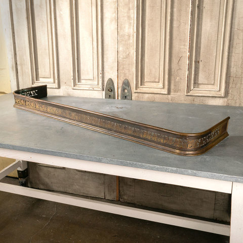 #41185 Salvaged Antique Brass Fireplace Fender image 2