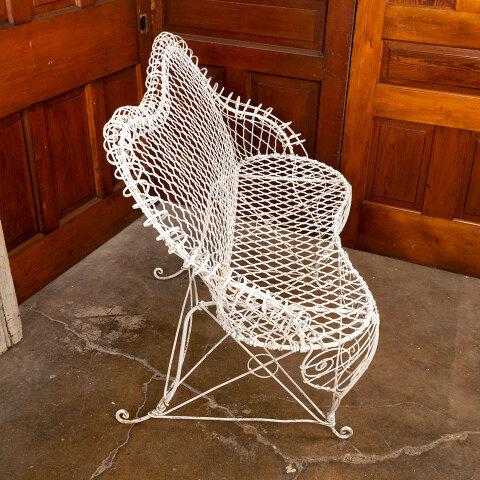 #41440 Antique Metal Wire Garden Settee Bench image 7