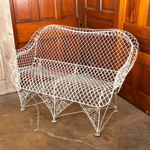 #41441 Antique Metal Wire Garden Settee Bench image 8