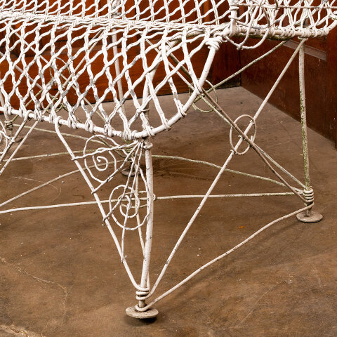 #41441 Antique Metal Wire Garden Settee Bench image 6