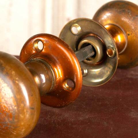 #41522 Antique Brass Doorknob Door Hardware Set image 5