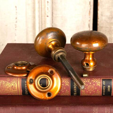 #41522 Antique Brass Doorknob Door Hardware Set image 7