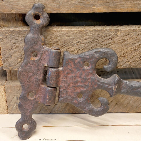 #41807 Pair of Salvaged Wrought Iron Strap Hinges image 4