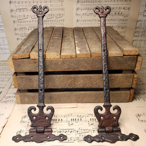 #41807 Pair of Salvaged Wrought Iron Strap Hinges image 2