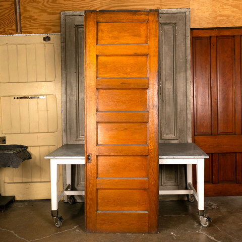 #41887 32x96 Salvaged 6 Panel Oak Pocket Door image 5