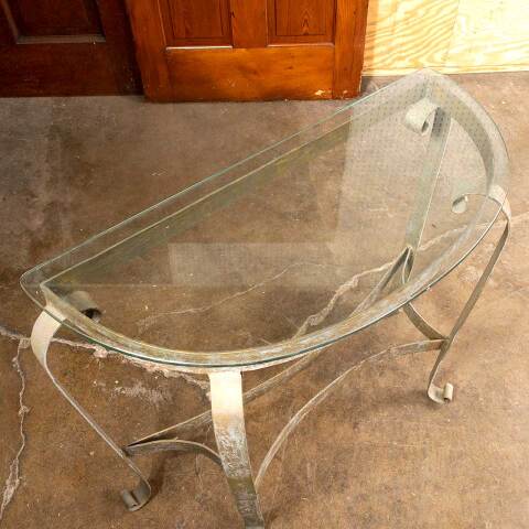 #41967 Metal Demilune Table with Glass Top image 6
