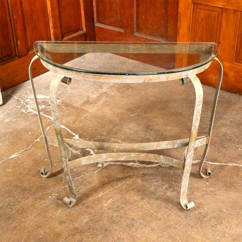 #41967 Metal Demilune Table with Glass Top image 7