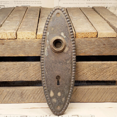 #42162 Antique Beaded Oval Doorknob Backplate image 3