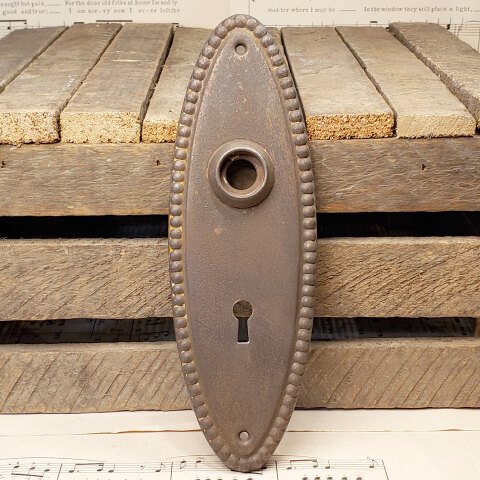 #42162 Antique Beaded Oval Doorknob Backplate image 4