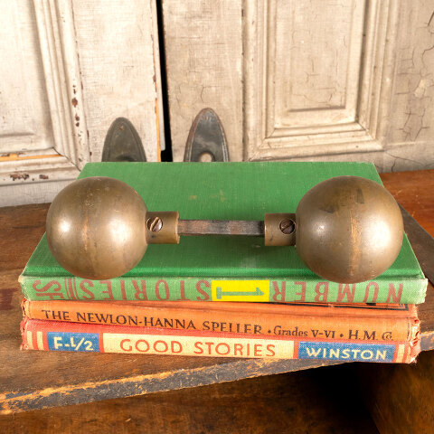 #42396 Antique Solid Brass Sphere Doorknobs image 3