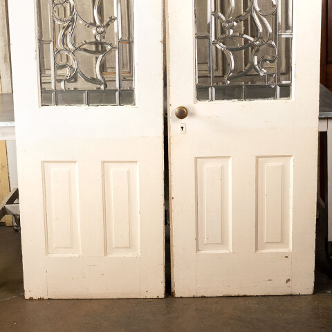 #42505 52x80 Salvaged Antique Ornate Leaded Glass Doors image 3