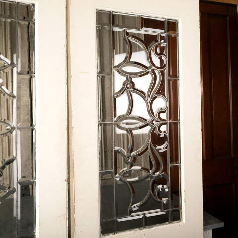 #42505 52x80 Salvaged Antique Ornate Leaded Glass Doors image 4