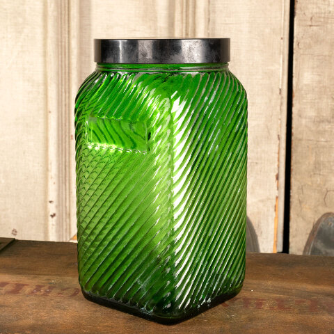 #42618 Vintage Owens Green Glass Hoosier Canister image 2