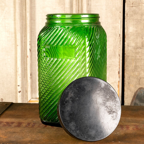 #42618 Vintage Owens Green Glass Hoosier Canister image 5