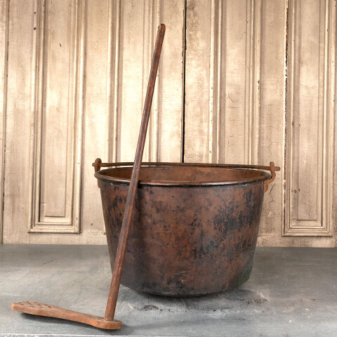 #42647 Antique Apple Butter Kettle & Wood Paddle image 5