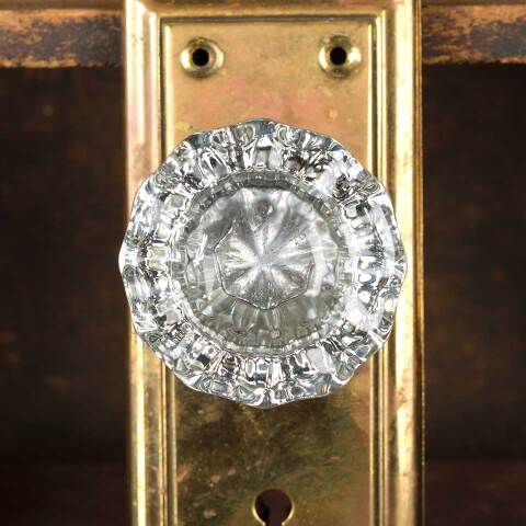 #42749 Antique Brass & Glass Door Hardware Set image 2