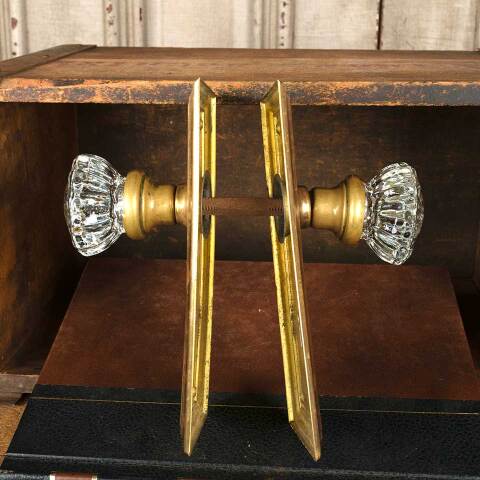 #42749 Antique Brass & Glass Door Hardware Set image 4