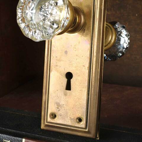 #42749 Antique Brass & Glass Door Hardware Set image 6