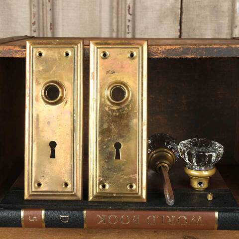 #42749 Antique Brass & Glass Door Hardware Set image 8