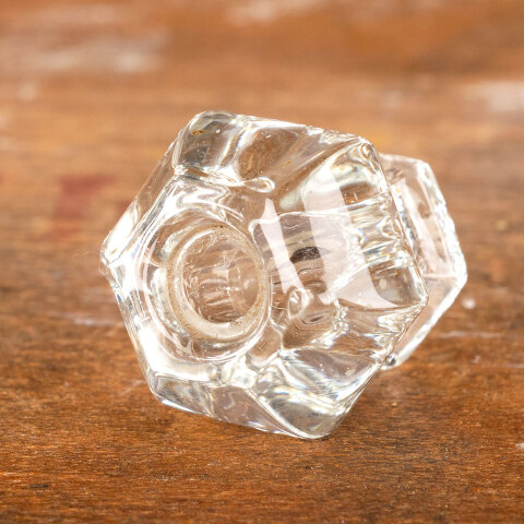 #42853 Vintage Clear Glass Hexagonal Furniture Knob image 3