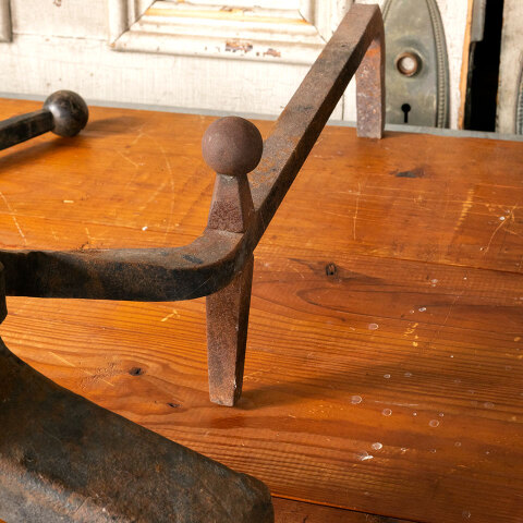 #42889 Antique Cannonball Fireplace Andirons image 5