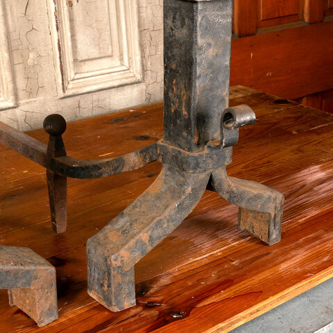 #42889 Antique Cannonball Fireplace Andirons image 7