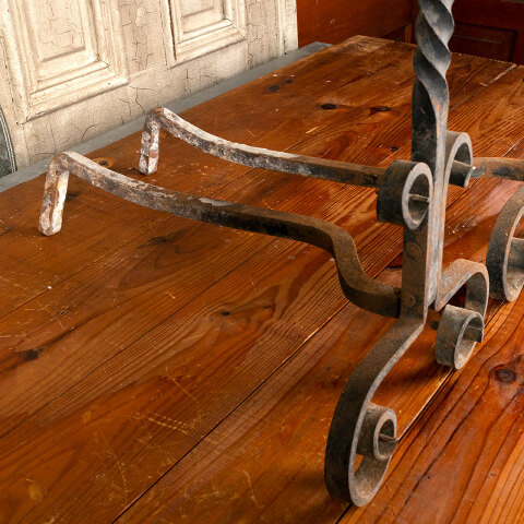 #42890 Antique Wrought Iron Fireplace Andirons image 6