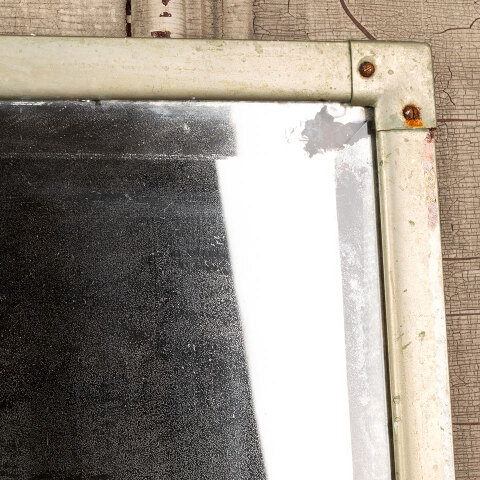 #42899 Vintage Beveled Glass Mirror in Metal Frame image 4