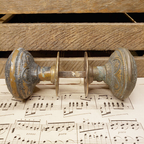 #43071 Antique Brass Corbin Doorknob Set image 2