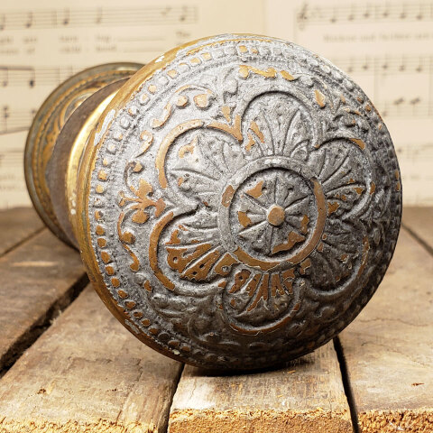#43071 Antique Brass Corbin Doorknob Set image 4