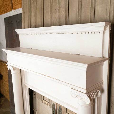 #43081 60x80 Antique Painted Oak Fireplace Mantel image 5