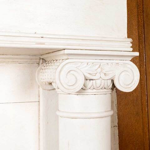 #43081 60x80 Antique Painted Oak Fireplace Mantel image 7