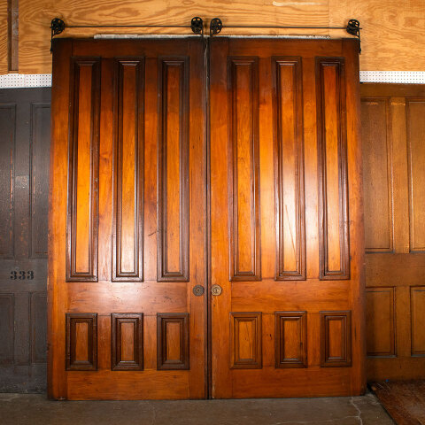 #43134 92x106 Antique 6 Panel Wood Pocket Doors image 5