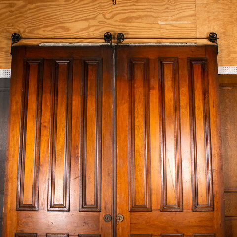 #43134 92x106 Antique 6 Panel Wood Pocket Doors image 6