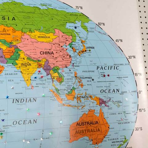 #43184 School Classroom Pull Down World Map image 3