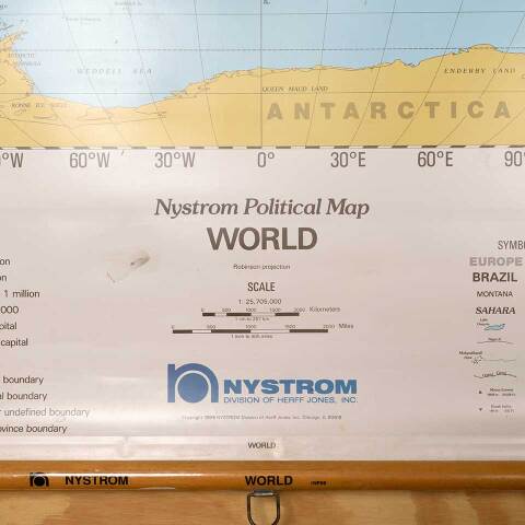 #43184 School Classroom Pull Down World Map image 4