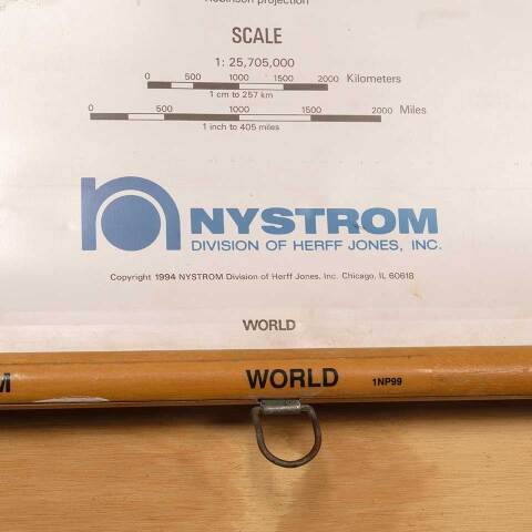 #43184 School Classroom Pull Down World Map image 6