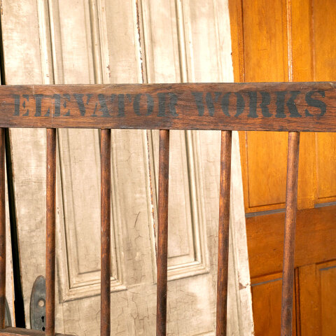 #43373 Antique Oak Elevator Pull Down Gate Door image 2