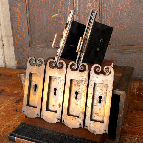 #43890 Antique Pocket Door Hardware Pulls & Locks image 2