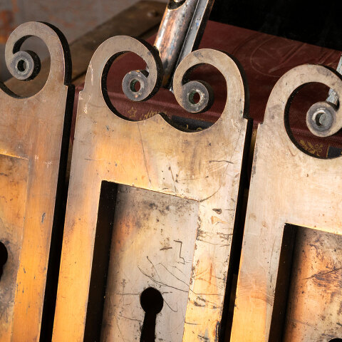 #43890 Antique Pocket Door Hardware Pulls & Locks image 3