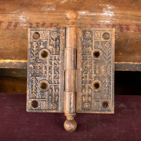 #43915 Antique Ornate 4" Cast Iron Door Hinge image 2