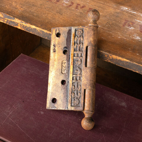 #43915 Antique Ornate 4" Cast Iron Door Hinge image 5