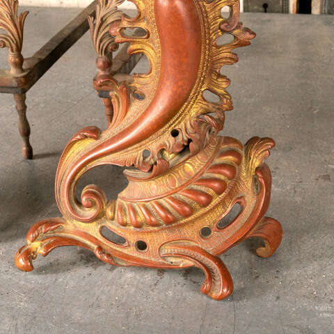 #43955 French Rococo Style Brass Fireplace Andirons image 4