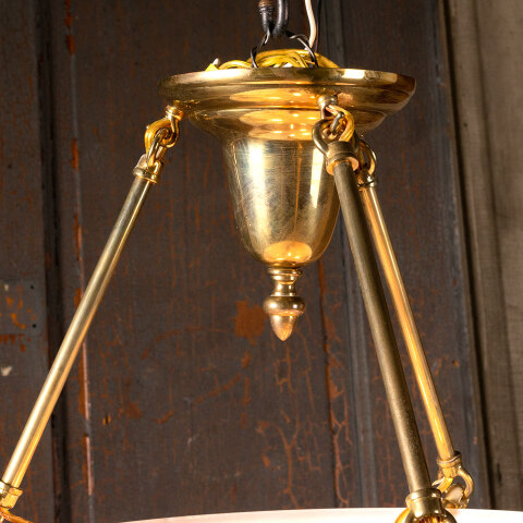 #43972 3 Light Brass Chandelier w/ Milk Glass Shade image 2