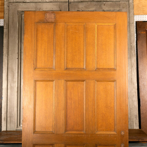 #43994 43x90 Salvaged Vintage 9 Panel Oak Door image 6